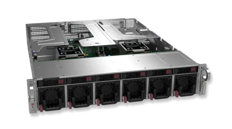Supermicro 2U rack server, showcasing its design and features for enterprise-level computing and data management